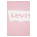 Detská bavlnená košeľa s dlhým rukávom Levi's ružová farba,