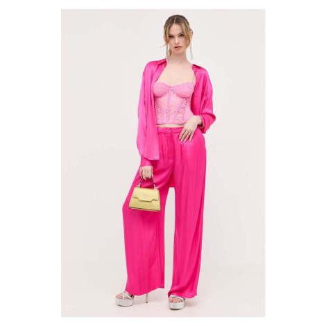 Nohavice Bardot dámske, ružová farba, široké, vysoký pás