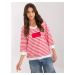 Red and white casual blouse with 3/4 sleeves