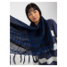 Black and navy blue shamagh scarf with fringeBlack and navy blue shamagh scarf with fringe