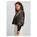 Women's Short Oversized Satin Bomber Jacket Black