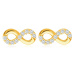 Diamantové náušnice zo žltého 585 zlata - vzor "Infinity" - "nekonečno", číre brilianty