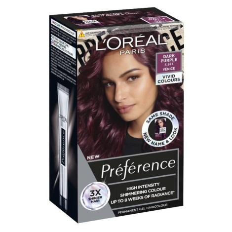 L'Oréal Paris Préférence Vivid Colors permanentná farba na vlasy 4.261 Venice - Dark Purple, 60+