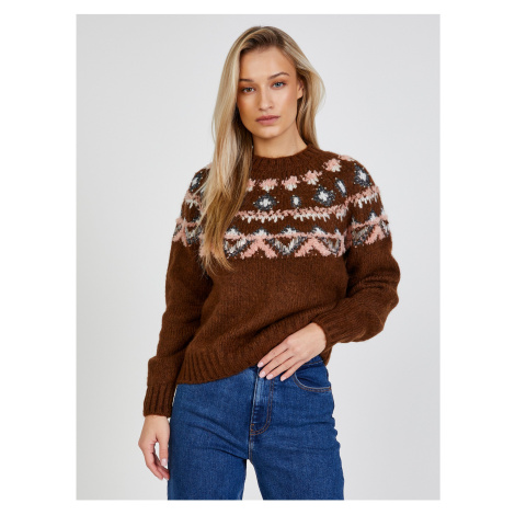 Brown women's patterned sweater VERO MODA Marley - Women