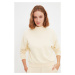 Trendyol Beige 100% Organic Cotton Stand Knitted Sweatshirt