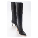 LuviShoes Navy Black Skin Women's Heeled Boots