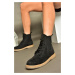 Fox Shoes R374961902 Black Suede Women's Classic Boots with Elastic Sides