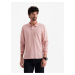 Ombre Men's melange polo longsleeve with embroidery - pink melange