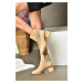 Fox Shoes R241442202 Skin Suede Women's Boots with Stones Accessorised, Thick Heels