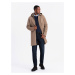 Ombre Men's hooded coat in fine stripe - coffee