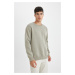 DEFACTO Oversize Wide Pattern Crew Neck Thick Basic Plain Sweatshirt