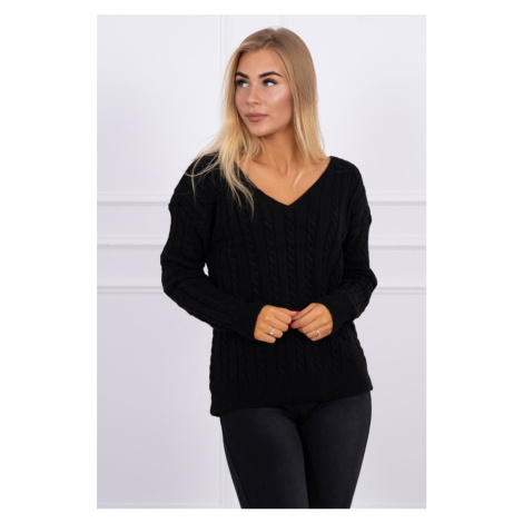 Black knitted sweater with a V-neck