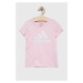 Detské bavlnené tričko adidas G BL ružová farba