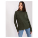 Khaki women's classic sweater with patterns