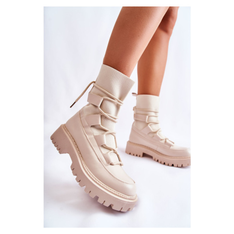 Women's Boots Workers With A Sock Beige Fallor