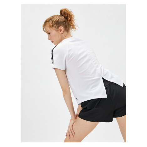 Koton Sports T-Shirt with Pile and Slit Detail.
