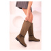 Soho Khaki Women's Suede Boots 18509