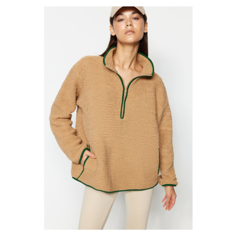 Trendyol Brown Plush Knitted Sports Sweatshirt