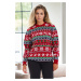 88147 Dewberry Christmas Womens Sweater-RED