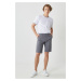 AC&Co / Altınyıldız Classics Men's Gray Slim Fit Slim Fit Dobby 100% Cotton Casual Chino Shorts