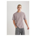 DEFACTO Comfort Regular Fit Relaxed Pattern Crew Neck Washed Faded Effect Short Sleeve T-Shirt