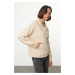 Trendyol Stone Relaxed/Comfortable Fit Zippered Pocket Detailed Knitted Sweatshirt