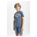 DEFACTO Boy&#39;s Crew Neck Printed Short Sleeve T-Shirt