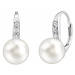 Silvego Nežné strieborné náušnice s pravou bielou perlou a kryštály Swarovski LPSER0639