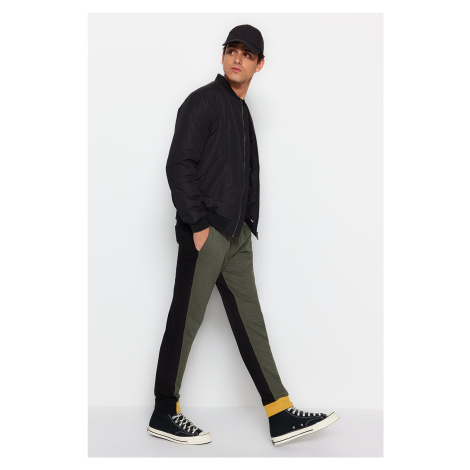 Trendyol Khaki Regular Cut Paneled Elastic Cuff Sweatpants