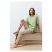 Trendyol Green 100% Cotton Floral Knitted Pajama Set