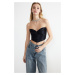 Trendyol Navy Blue Crop Shiny Knitted Bustier