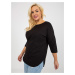 Black Plus Size Plus Size Basic Blouse with 3/4 Sleeves