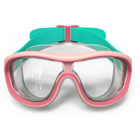 Detské plavecké okuliare Swimdow číre sklá ružovo-zelené NABAIJI