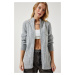 Happiness İstanbul Women's Gray Zippered Knitwear Cardigan