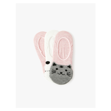 Koton 3-Piece Cat Printed Ballet Socks Set