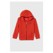 Detská bavlnená mikina Guess červená farba, s kapucňou, jednofarebná