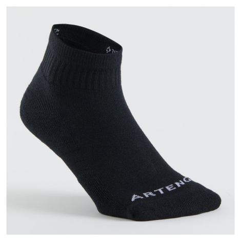 Stredne vysoké tenisové ponožky RS 100 3 páry čierne ARTENGO