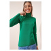 Happiness İstanbul Women's Vibrant Green Turtleneck Lightweight Balloon Sleeves Knitwear Sweater