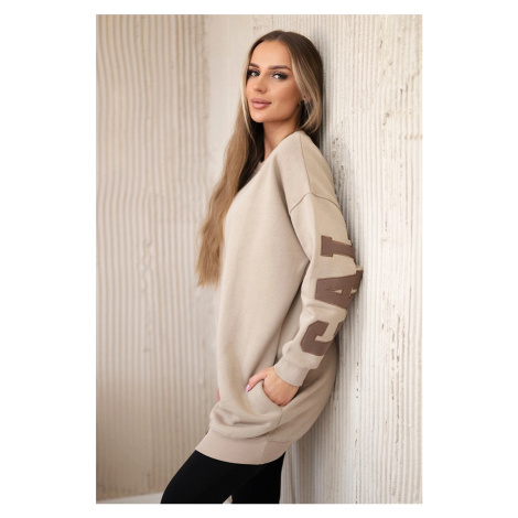 Insulated sweatshirt with California logo light beige