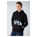 GRIMELANGE Aspen Men's Hooded Printed Fleece Inner Black Sweatshirt