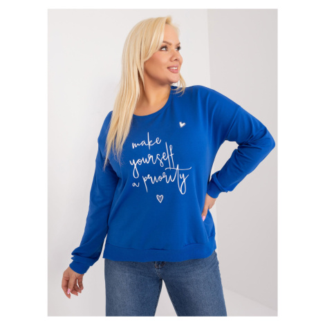 Cobalt blue women's plus size blouse with inscription