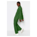 Trendyol Green Pleated Regular Buttoned Knitted Two Piece Set