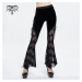 nohavice gotický DEVIL FASHION Gothic flared trousers with side ties