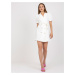 Elegant white mini cocktail dress with buttons