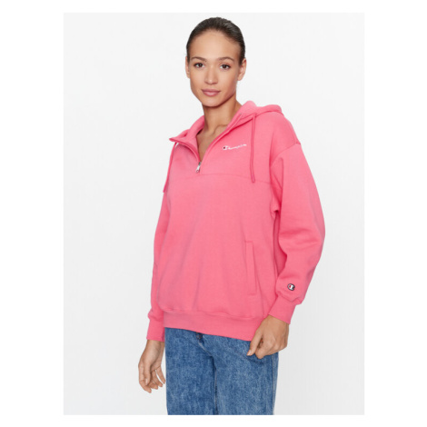 Champion Mikina Hooded Half Zip Sweatshirt 116581 Ružová Oversize