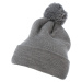 Pom Pom Knit hat with heather gray cuff