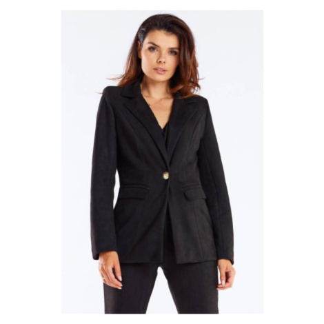 Čierne elegantné sako so zlatým gombíkom pre dámy
