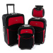 Červeno-čierna sada 4 cestovných kufrov &quot;Standard&quot; - veľ. S, M, L, XL