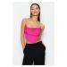 Trendyol Pink Crop Lined Knitted Corset Detailed Bustier