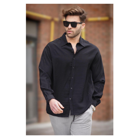 Madmext Men's Black Long Sleeve Oversize Shirt 6733